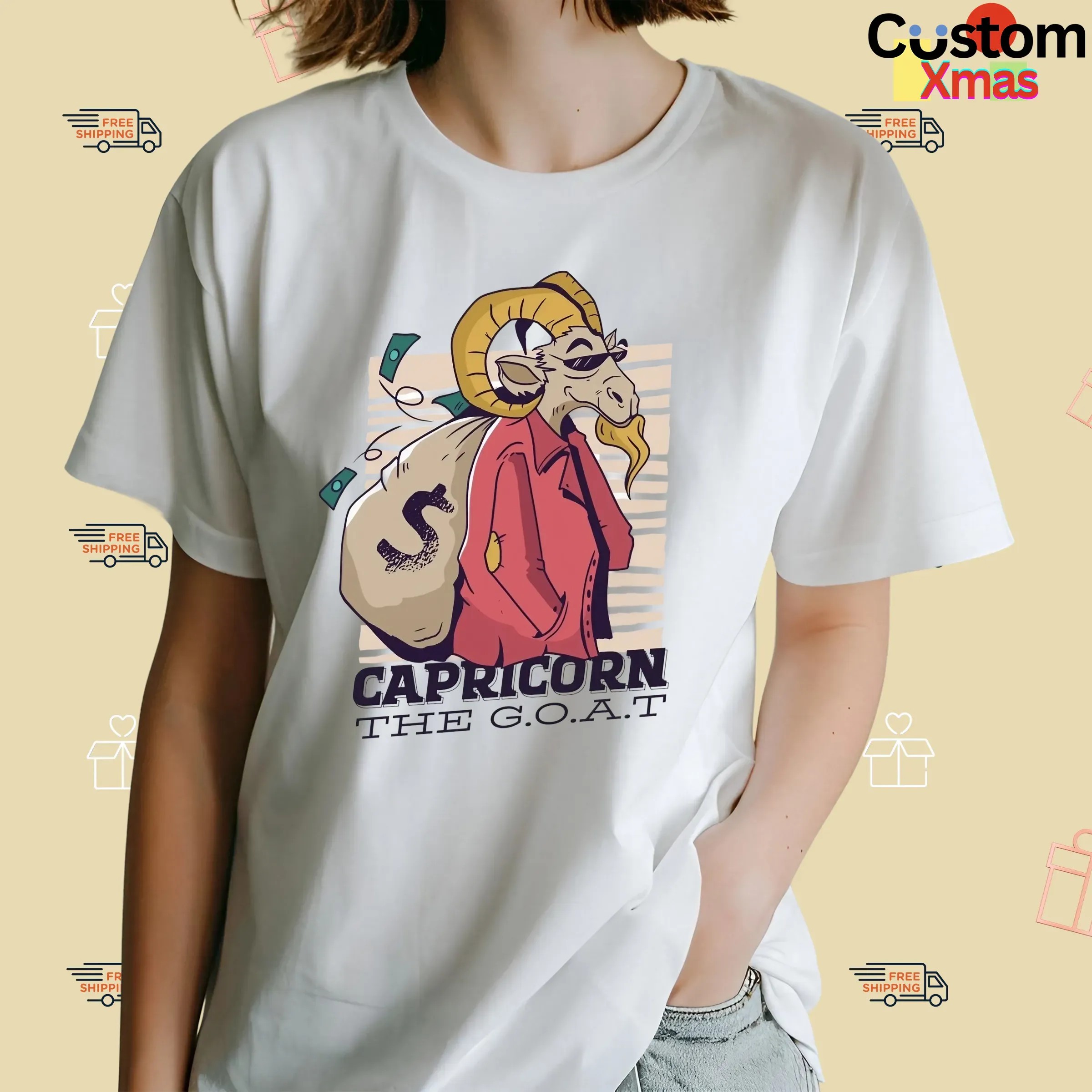 Capricorn The Goat Carrying A Huge Sack Of Money T Shirt