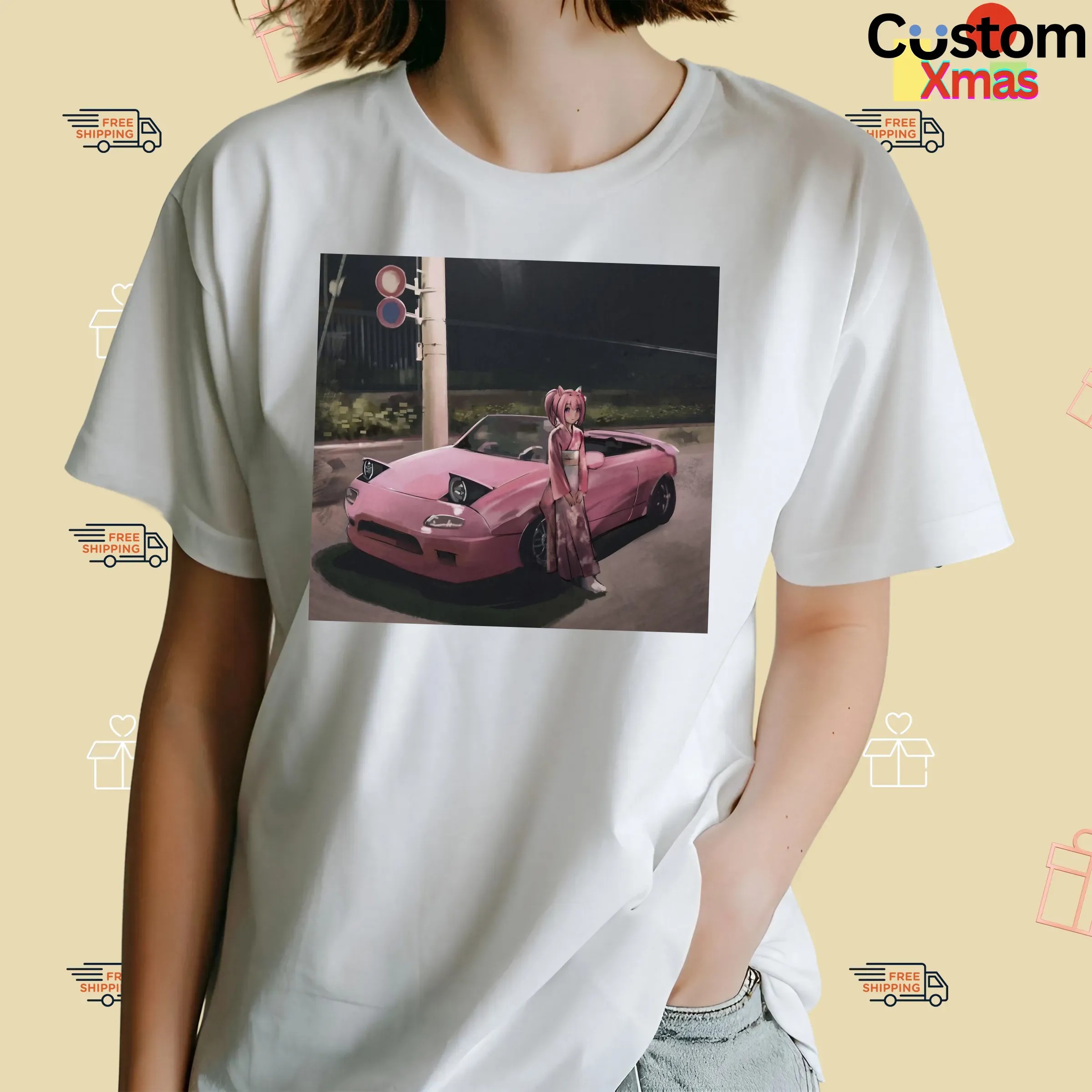 Haru Urara Uma Musume Pretty Derby Pink Mazda Miata Anime T Shirt