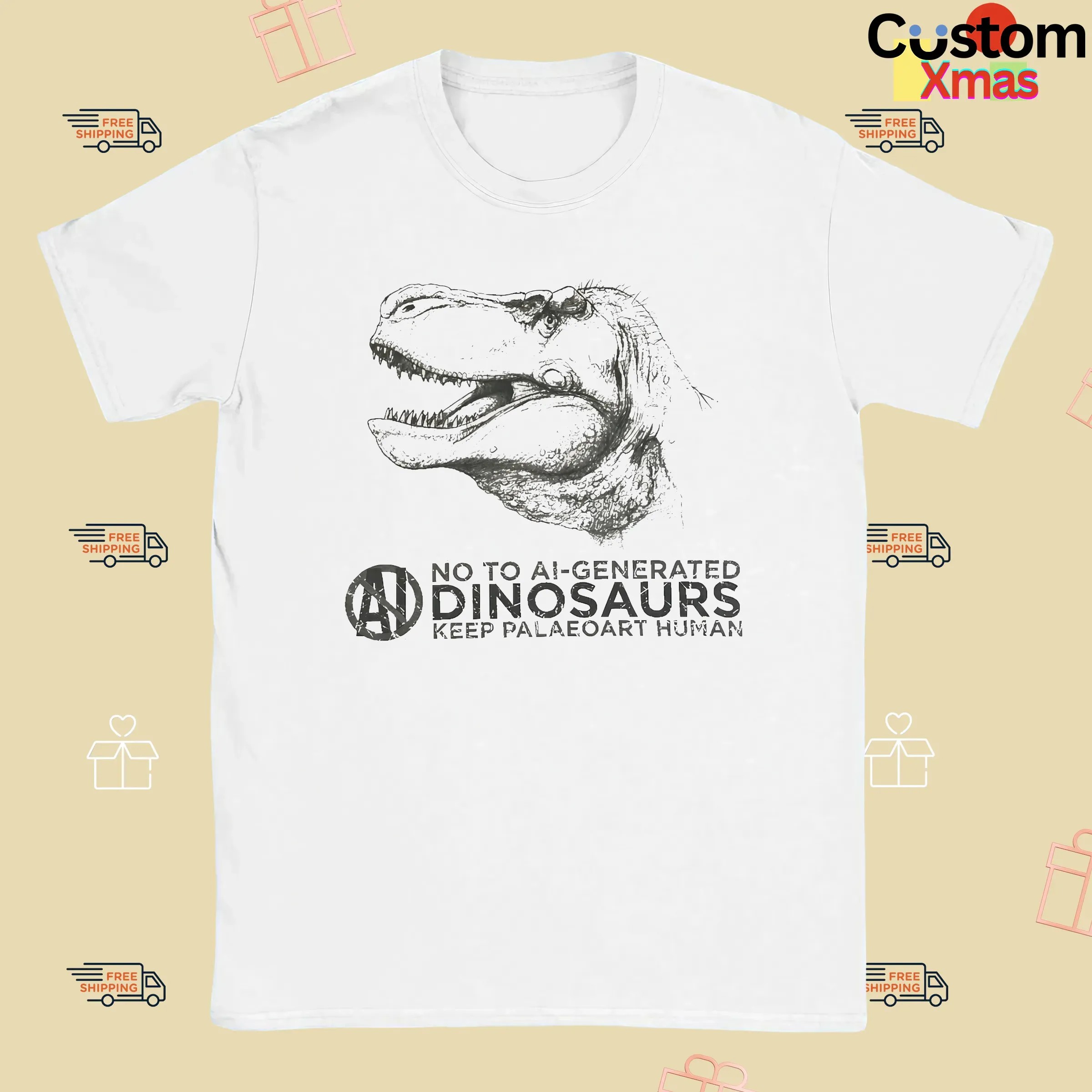 No To Ai Generated Dinosaurs Keep Paleoart Human T Shirt