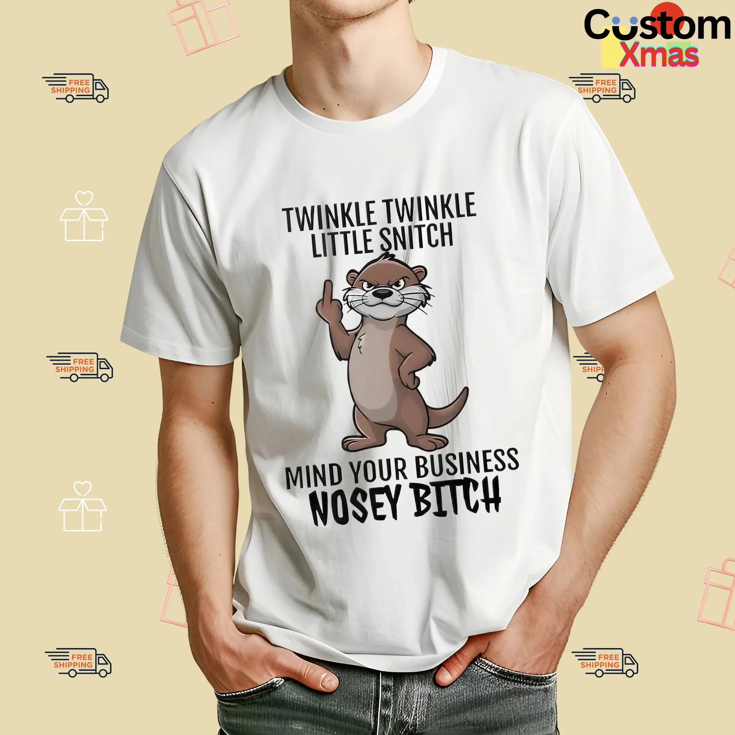 Otter Middle Finger Twinkle Twinkle Little Snitch Mind Your Business Nosey Bitch T Shirt