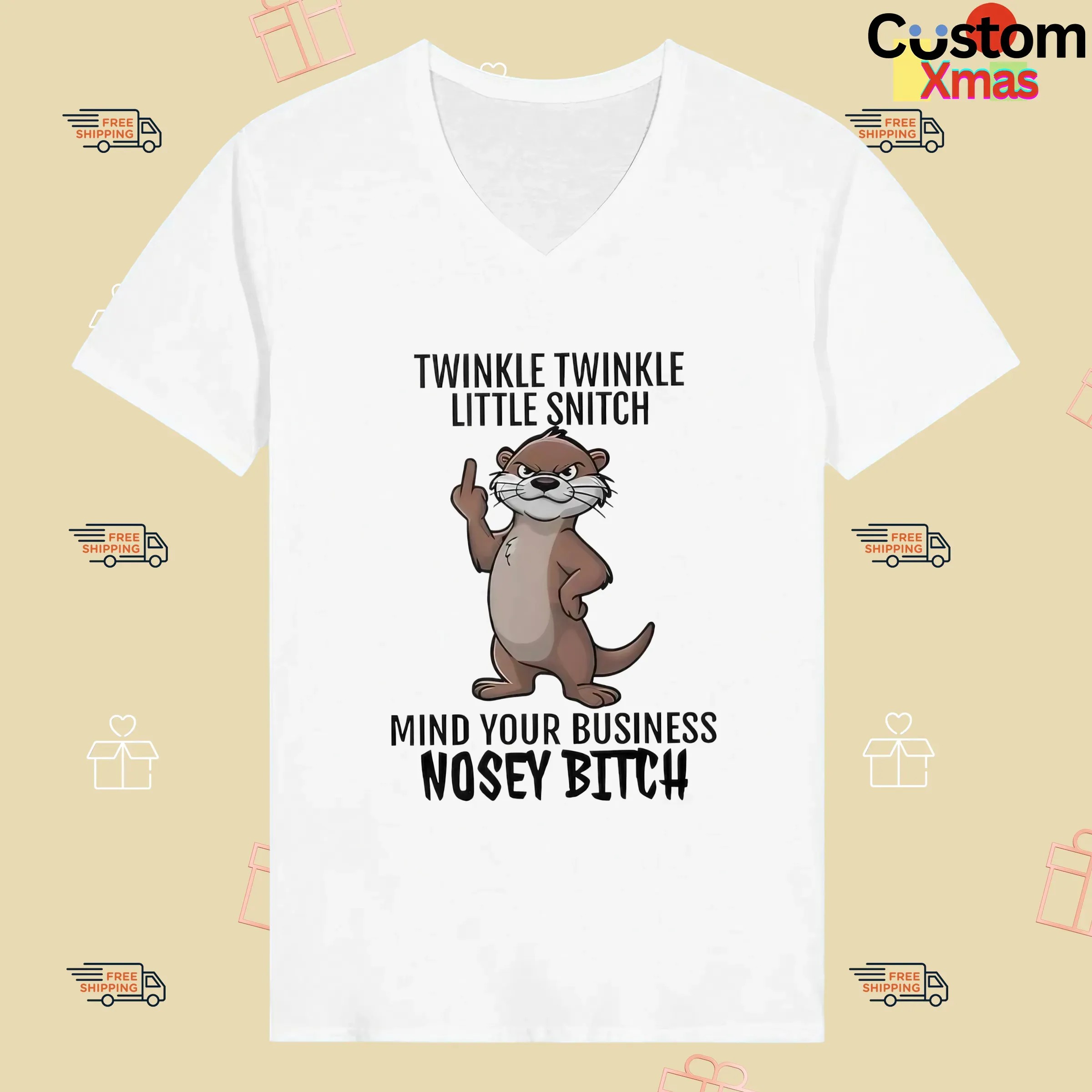 Otter Middle Finger Twinkle Twinkle Little Snitch Mind Your Business Nosey Bitch T Shirt