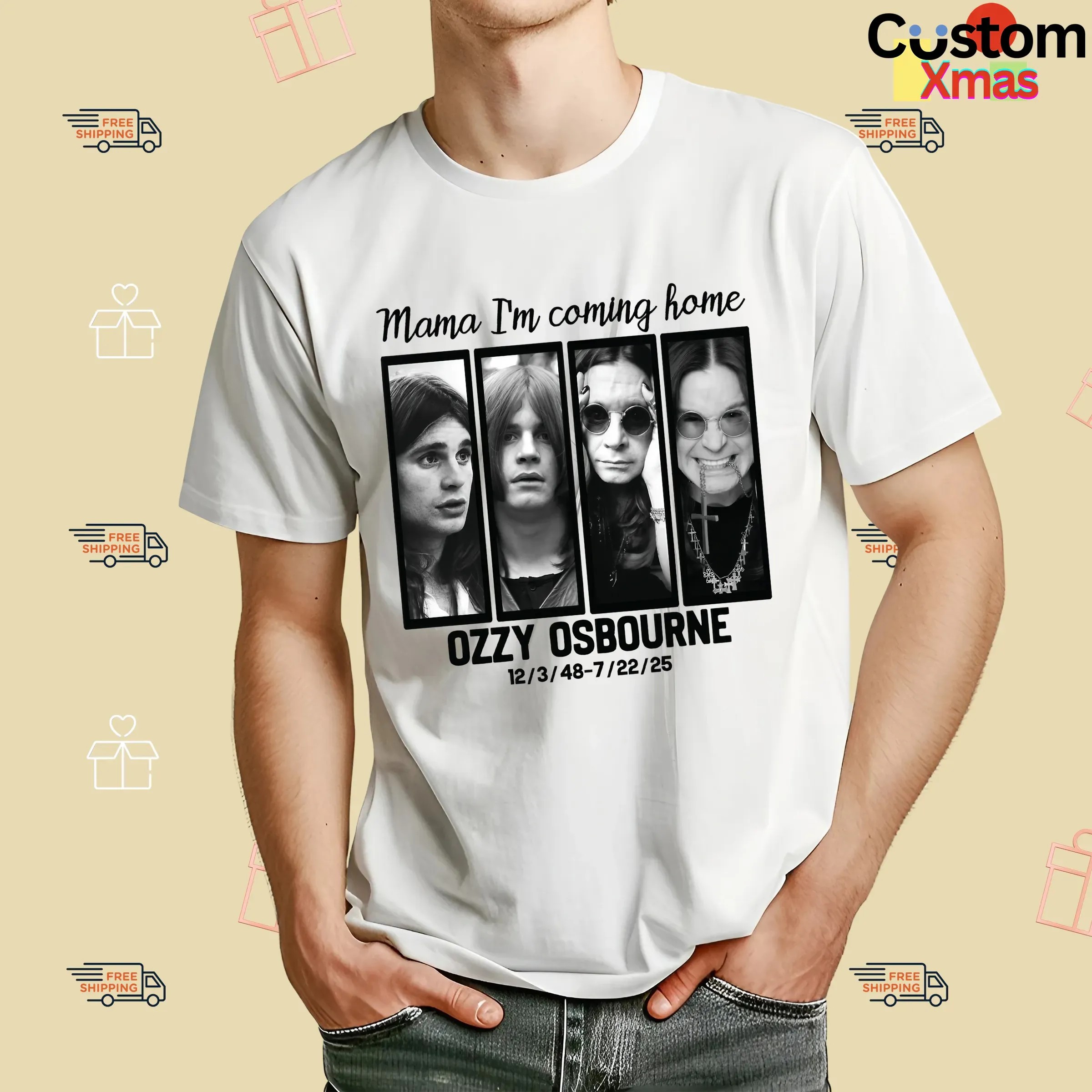 Ozzy Osbourne Mama I’m Coming Home Tribute Graphic Iconic Rock Legend Portraits T Shirt