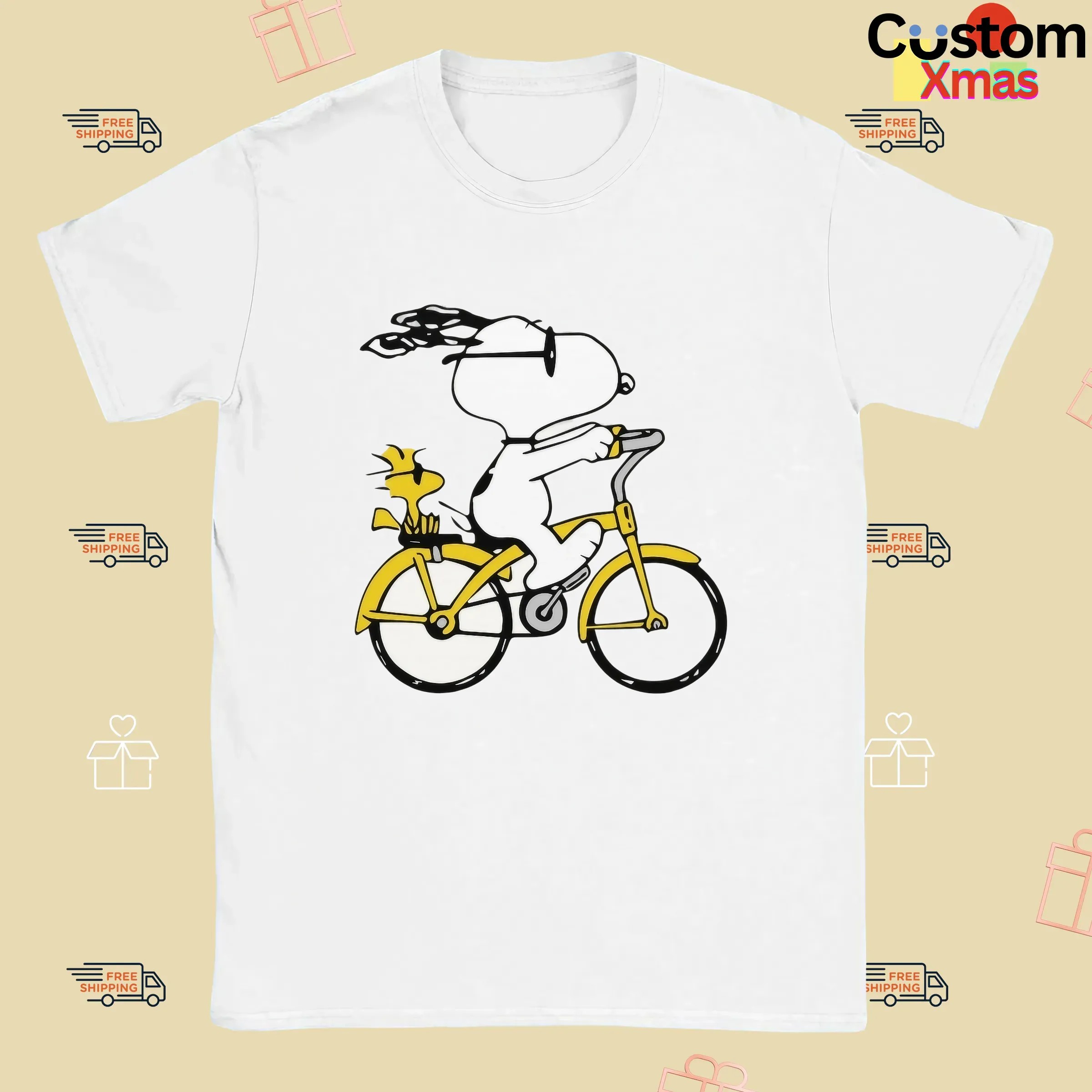 Peanuts Snoopy Woodstock Riding Bike Cute T Shirt
