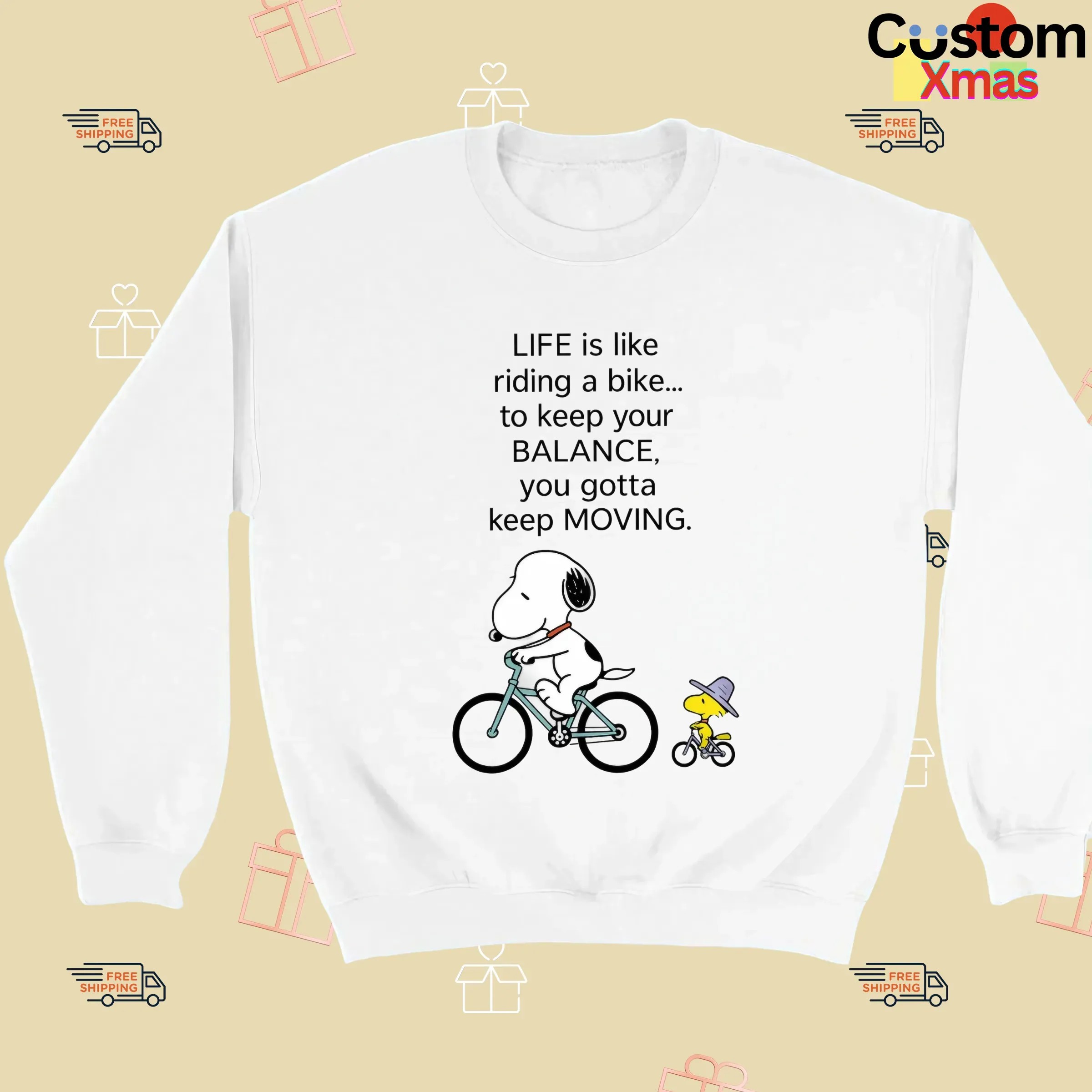 Snoopy And Woodstock Life Is Like Riding A Bike To Keep Your Balance You Gotta Keep Moving T Shirt