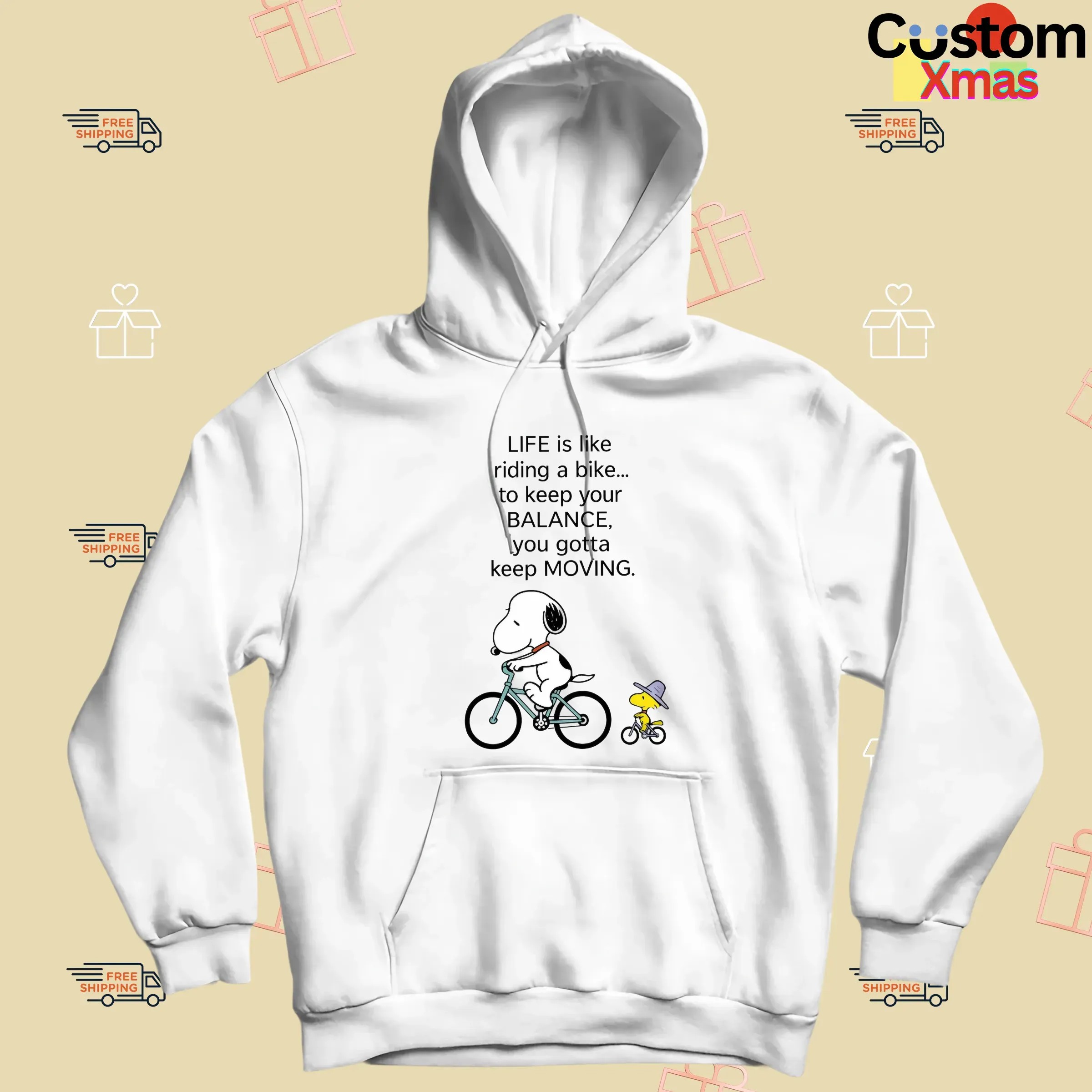 Snoopy And Woodstock Life Is Like Riding A Bike To Keep Your Balance You Gotta Keep Moving T Shirt
