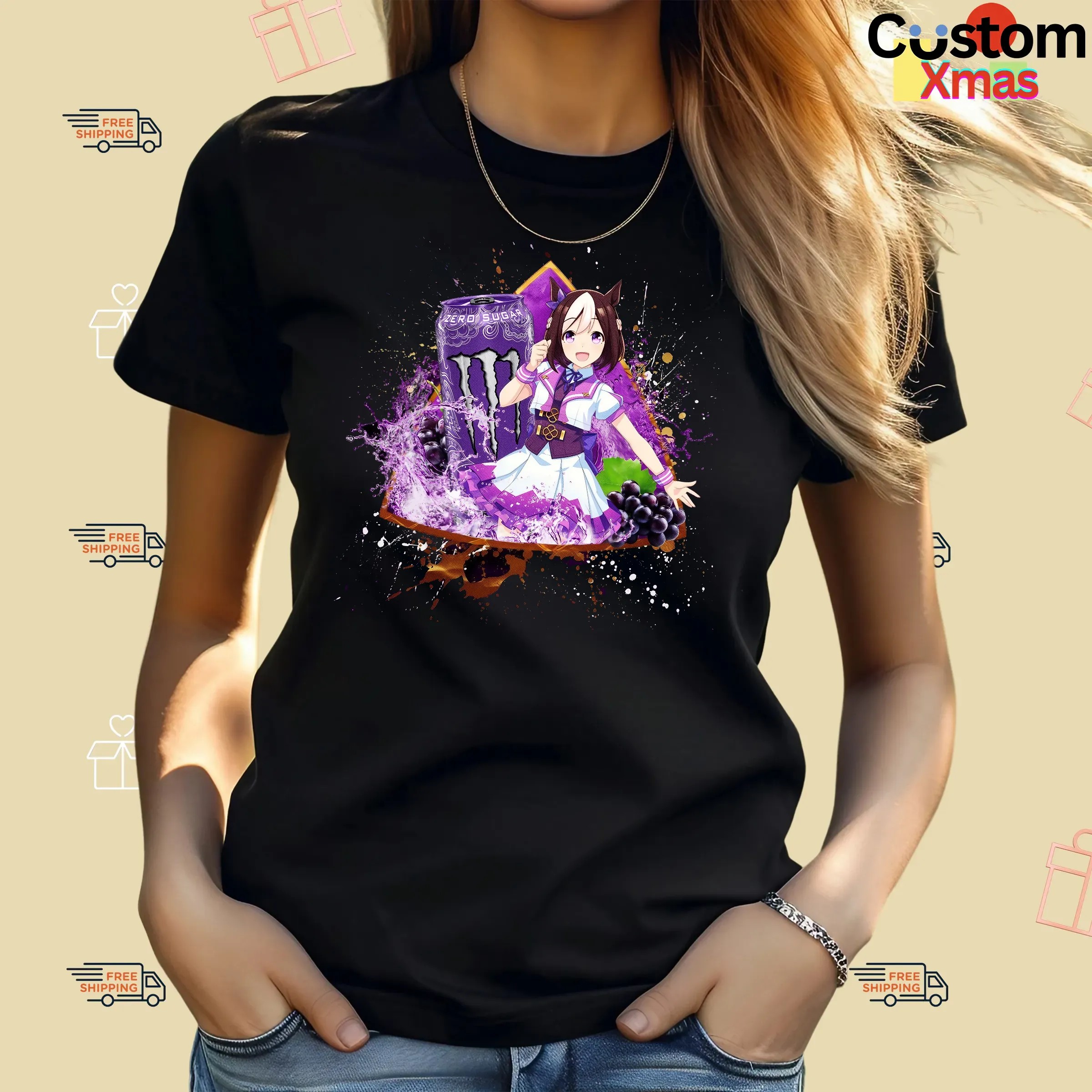 Special Week Uma Musume Pretty Derby Monster Energy Ultra Violet Energy Drink Anime T Shirt