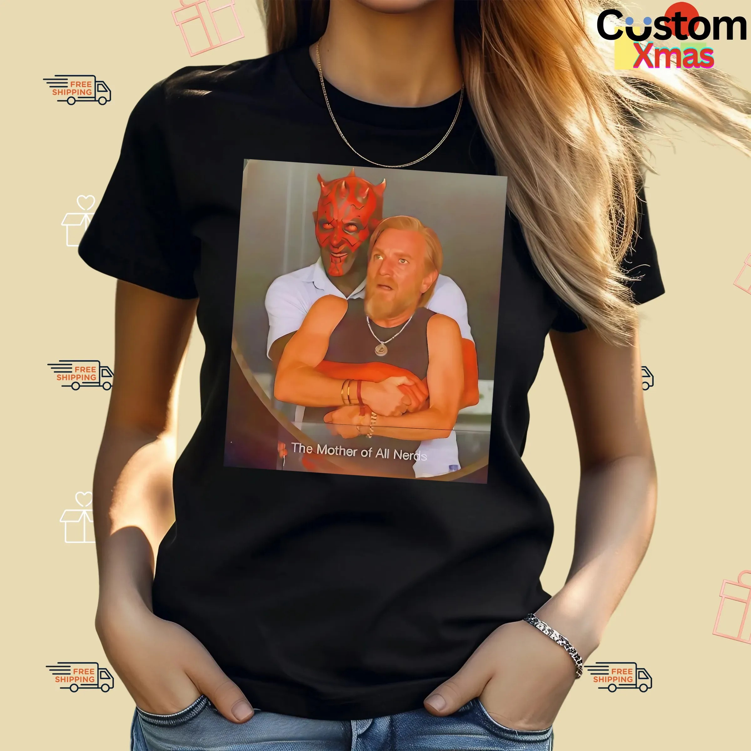 Star Wars Darth Maul Obi Wan Kenobi Hug The Mother Of All Nerds Coldplay Concert Parody T Shirt