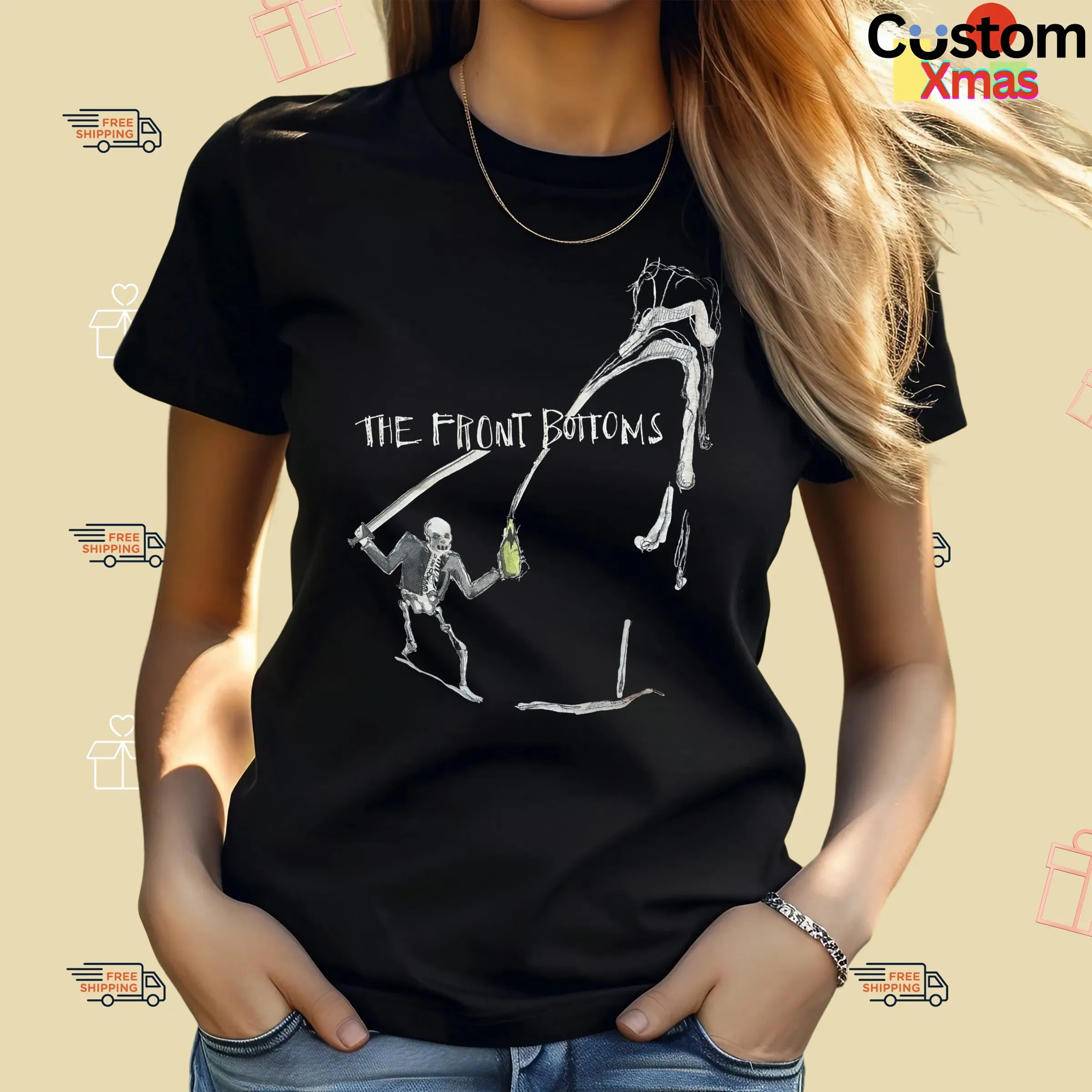 The Front Bottoms Skeleton Swordfight Indie Rock Band Music Graphic T Shirt