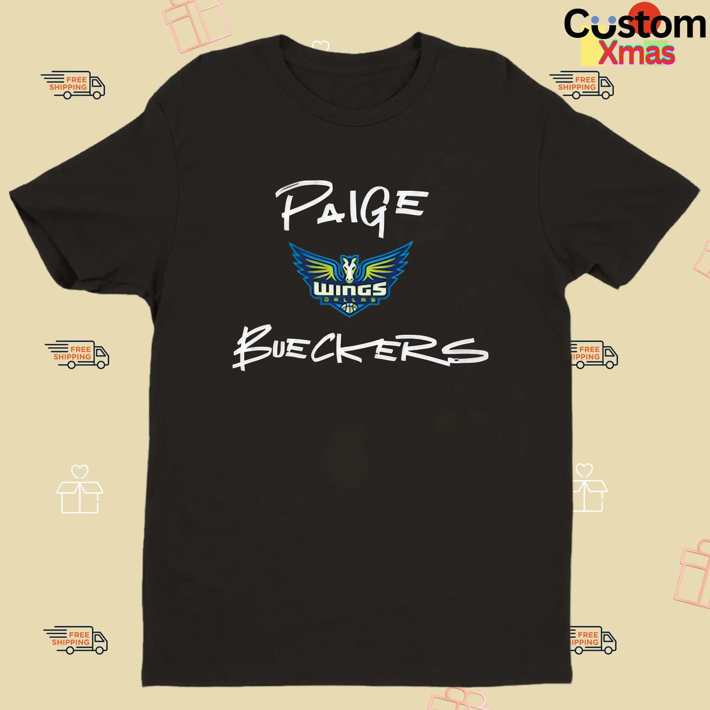 Dallas Wings Paige Bueckers round21 Black 2025 WNBA Draft Name Number T Shirt