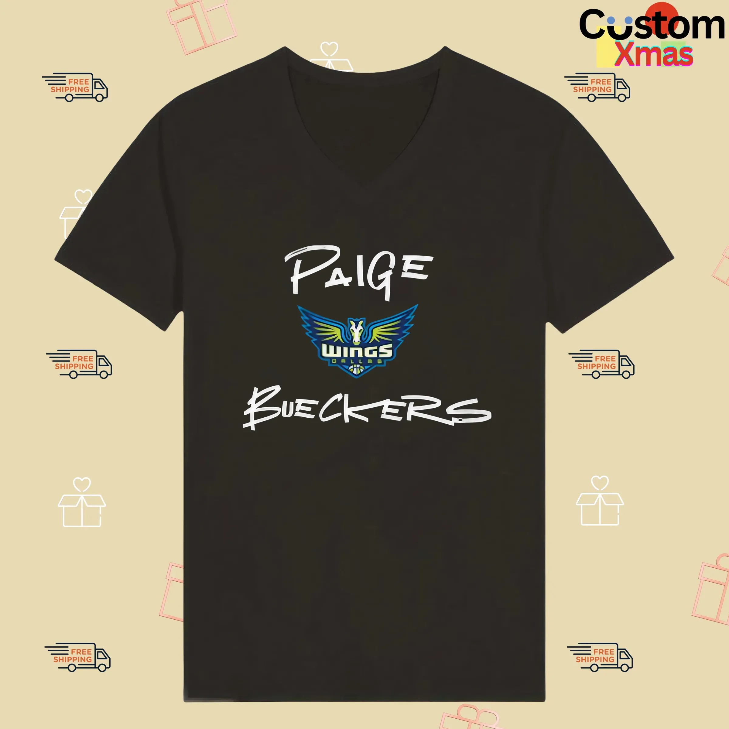 Dallas Wings Paige Bueckers round21 Black 2025 WNBA Draft Name Number T Shirt