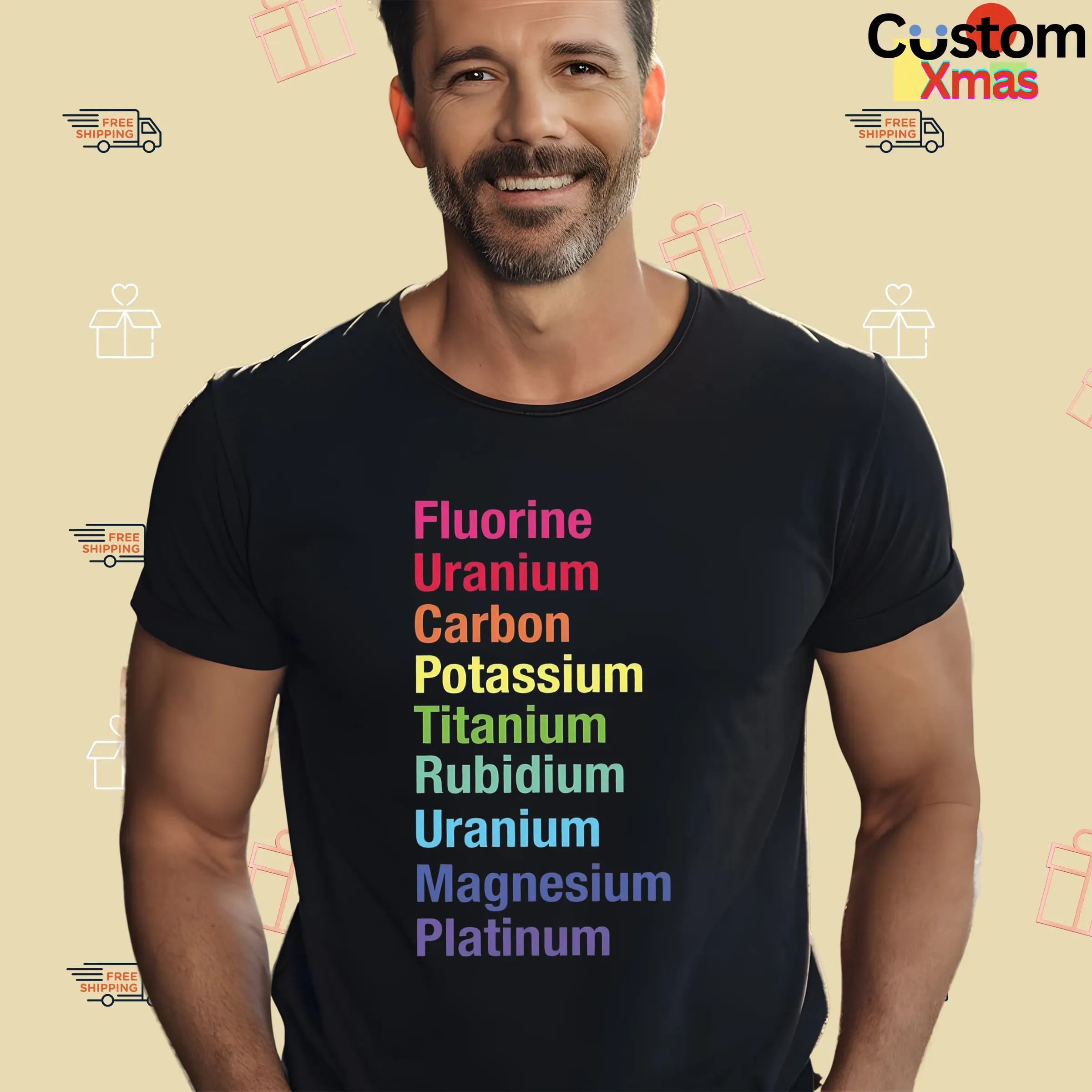 Fluorine Uranium Carbon Potassium Titanium Rubidium Uranium Magnesium Platinum T Shirt