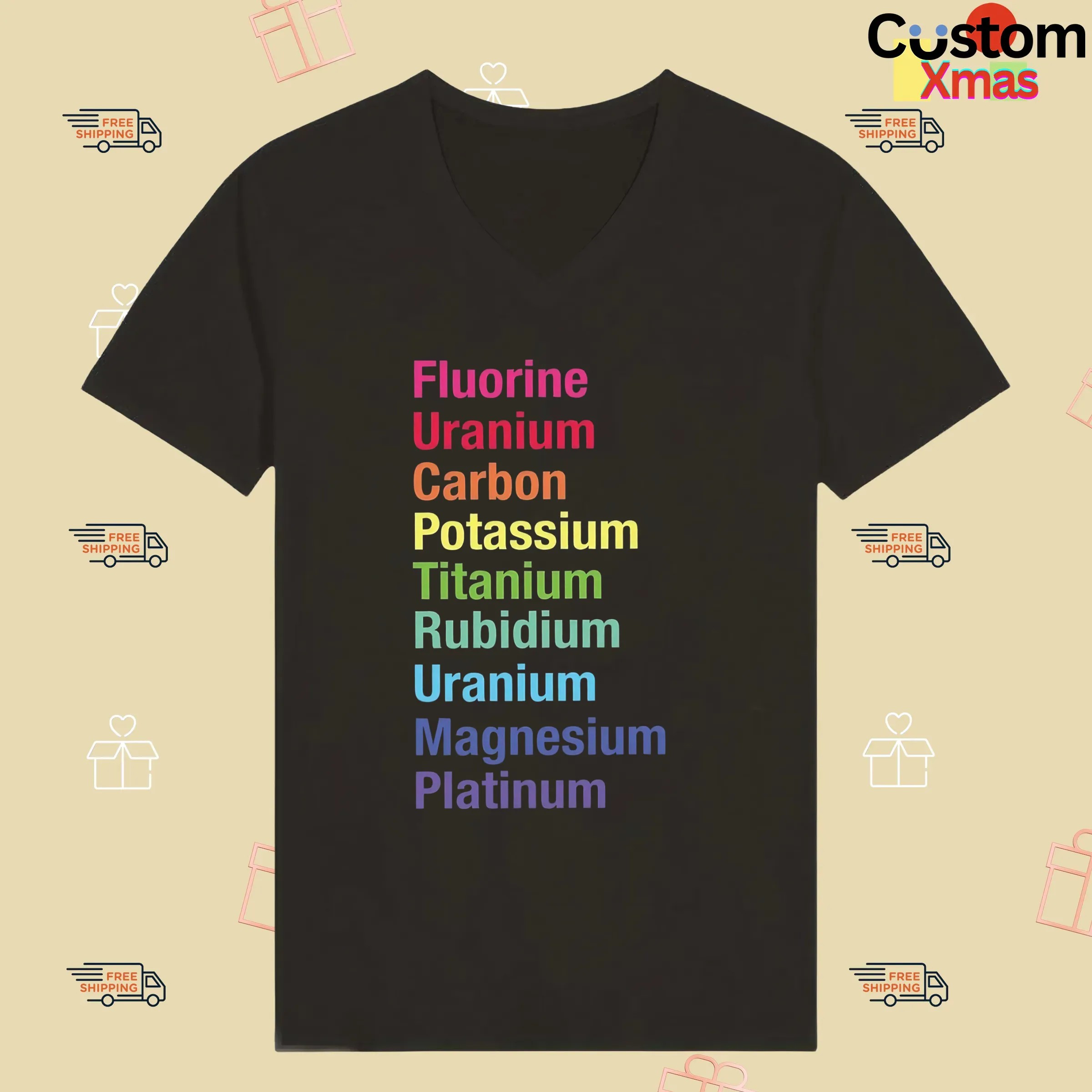 Fluorine Uranium Carbon Potassium Titanium Rubidium Uranium Magnesium Platinum T Shirt