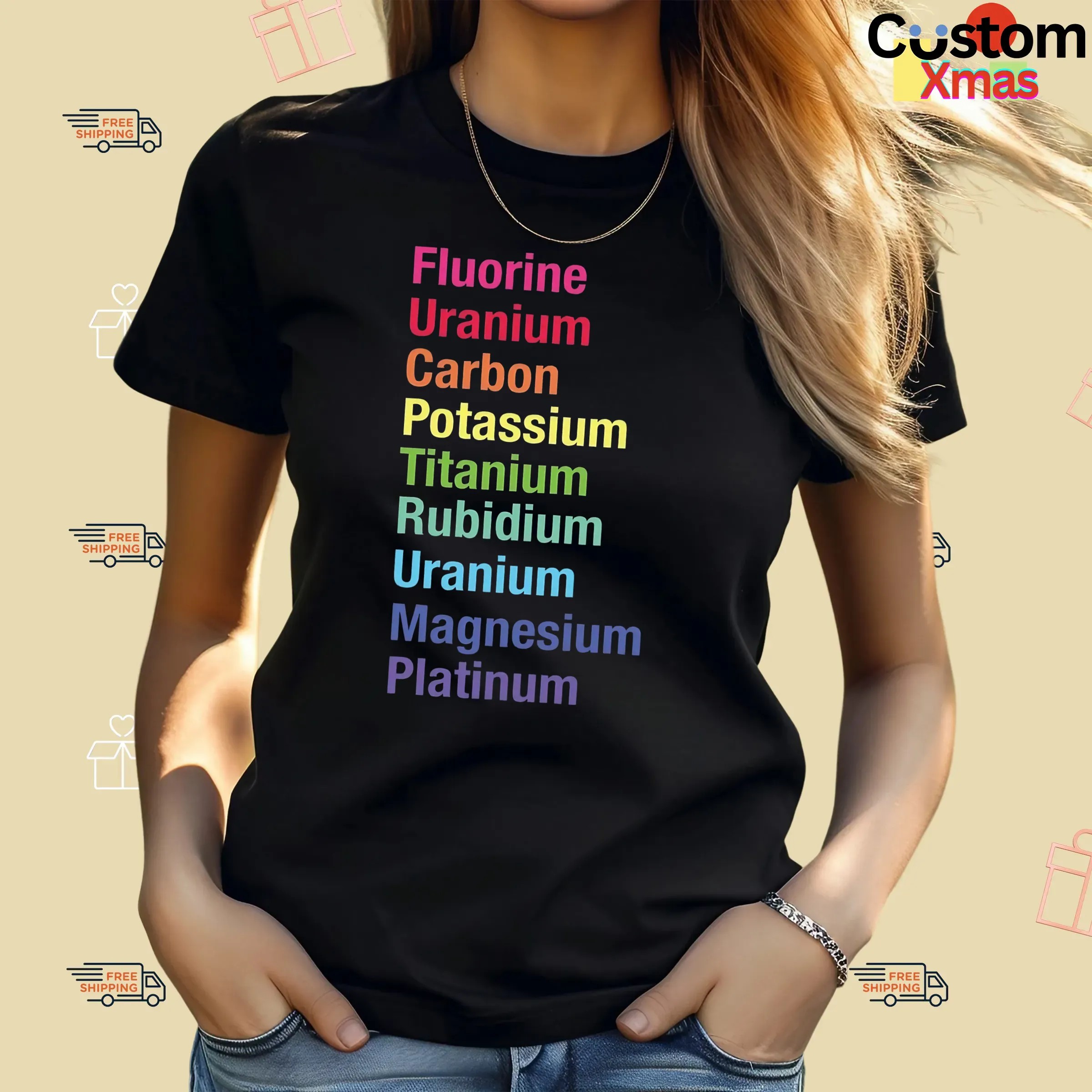 Fluorine Uranium Carbon Potassium Titanium Rubidium Uranium Magnesium Platinum T Shirt