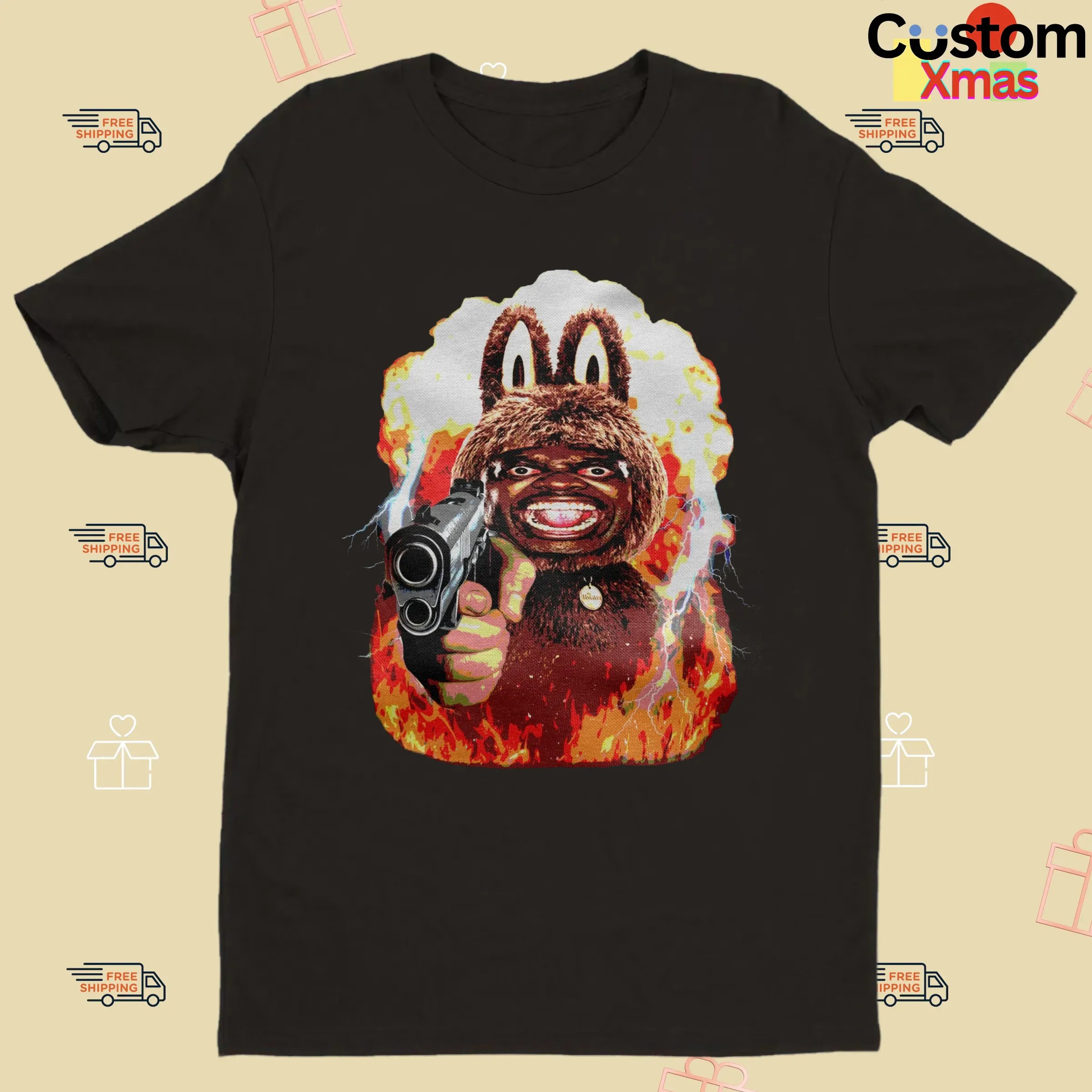 Laboomboom Labubu Lighting Flame Meme Graphic T Shirt