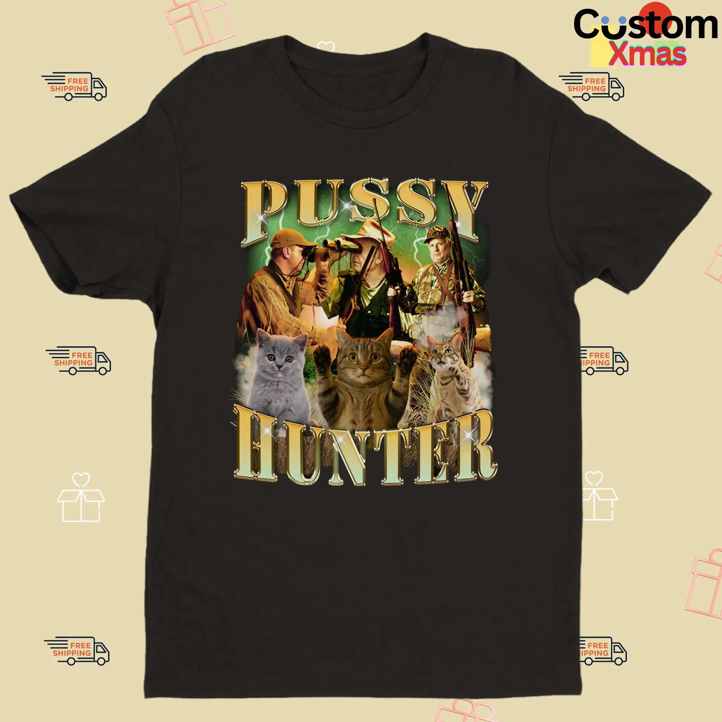 Pussy Hunter Cat Vintage Bootleg Meme T Shirt