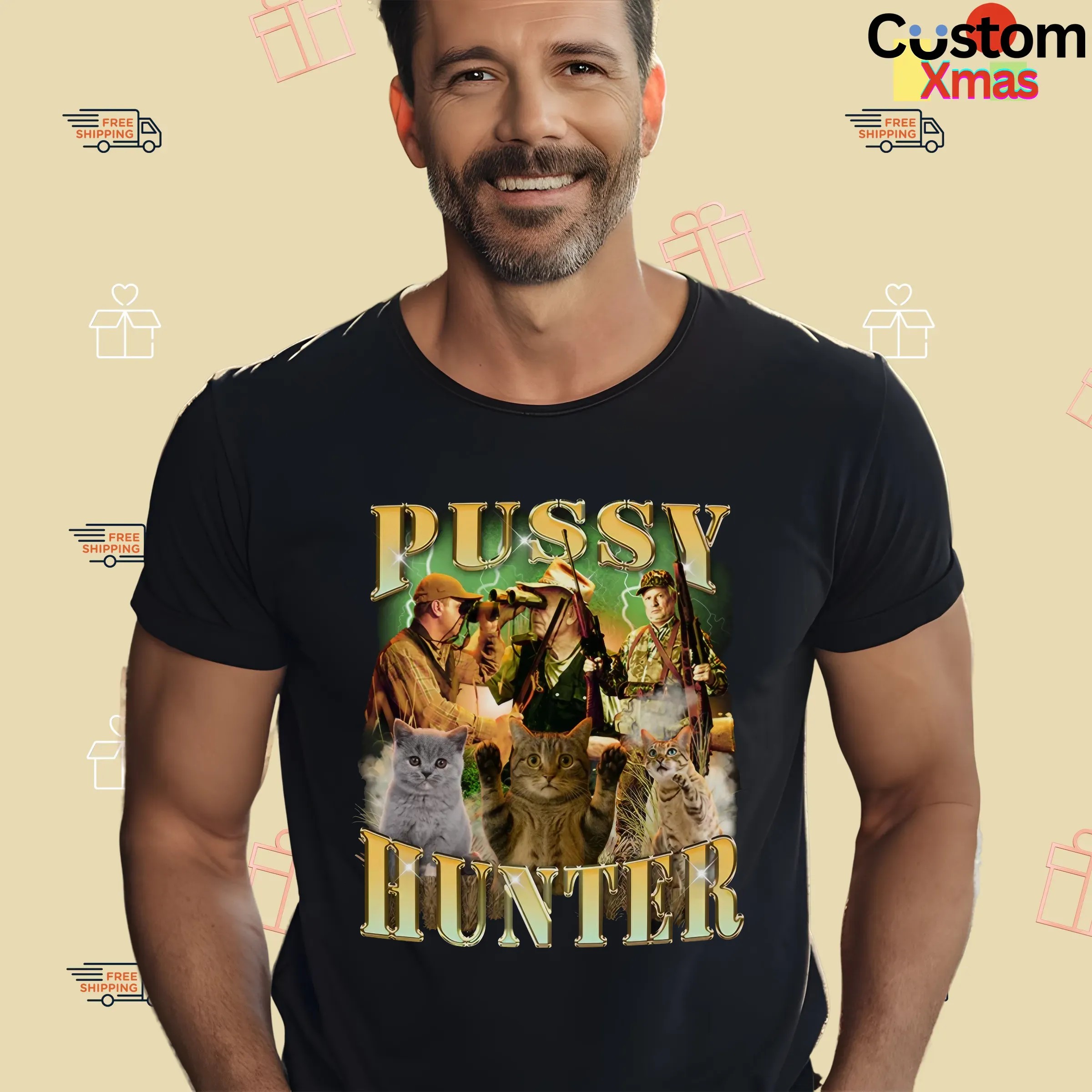 Pussy Hunter Cat Vintage Bootleg Meme T Shirt