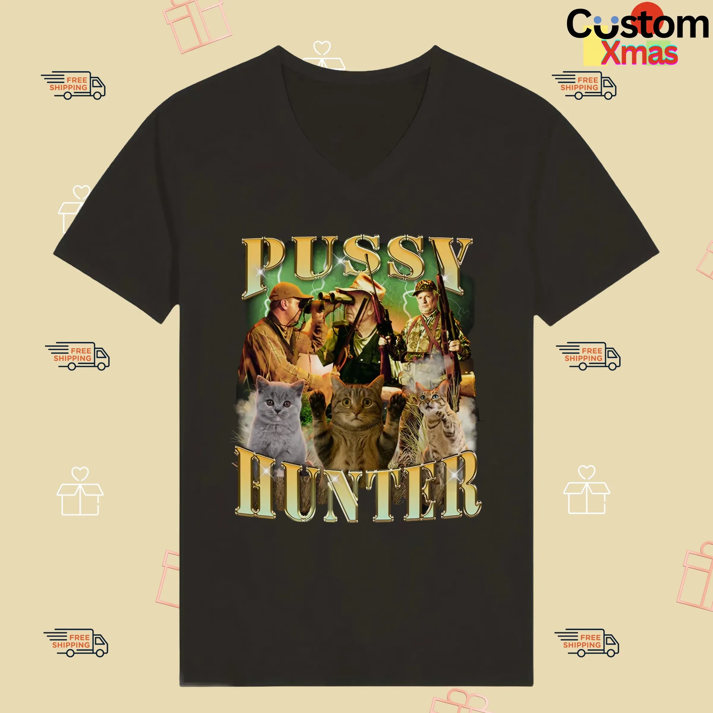 Pussy Hunter Cat Vintage Bootleg Meme T Shirt