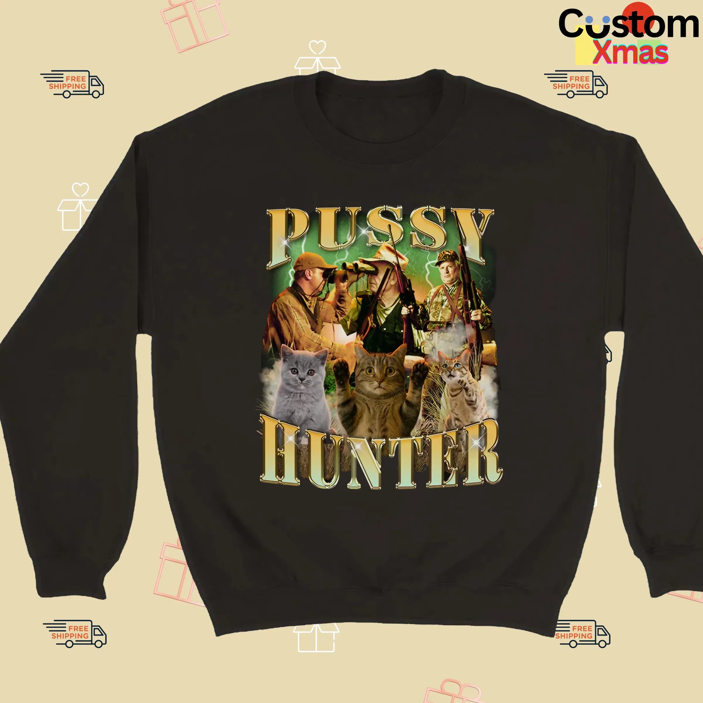Pussy Hunter Cat Vintage Bootleg Meme T Shirt