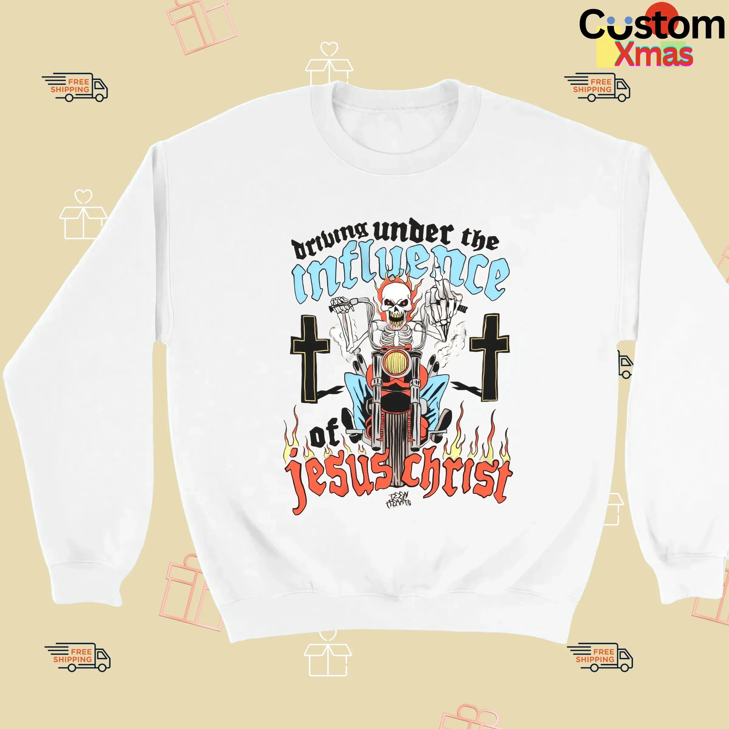 Skeleton Driving Under The Under The Influence Of Jesus Christ T Shirt