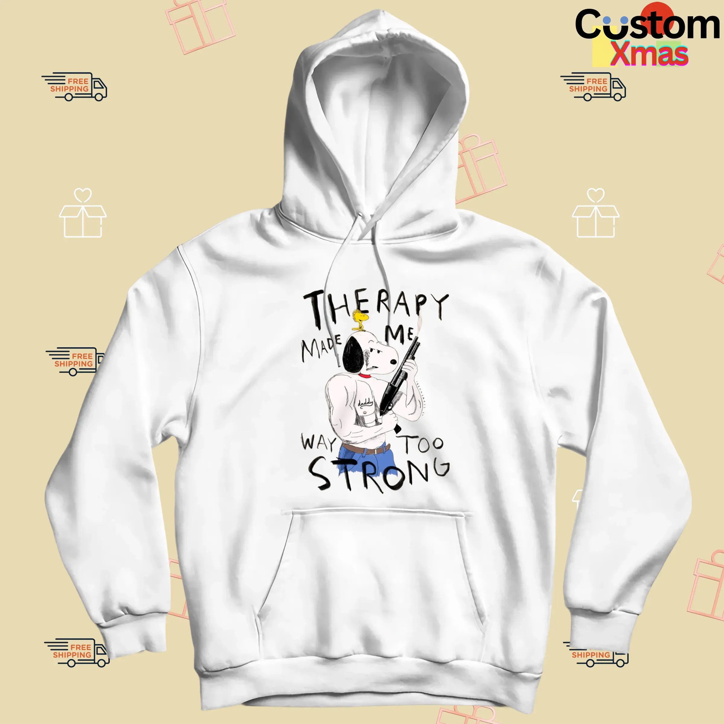 Snoopy And Woodstock Therapy Made Me Way Too Strong Meme T Shirt