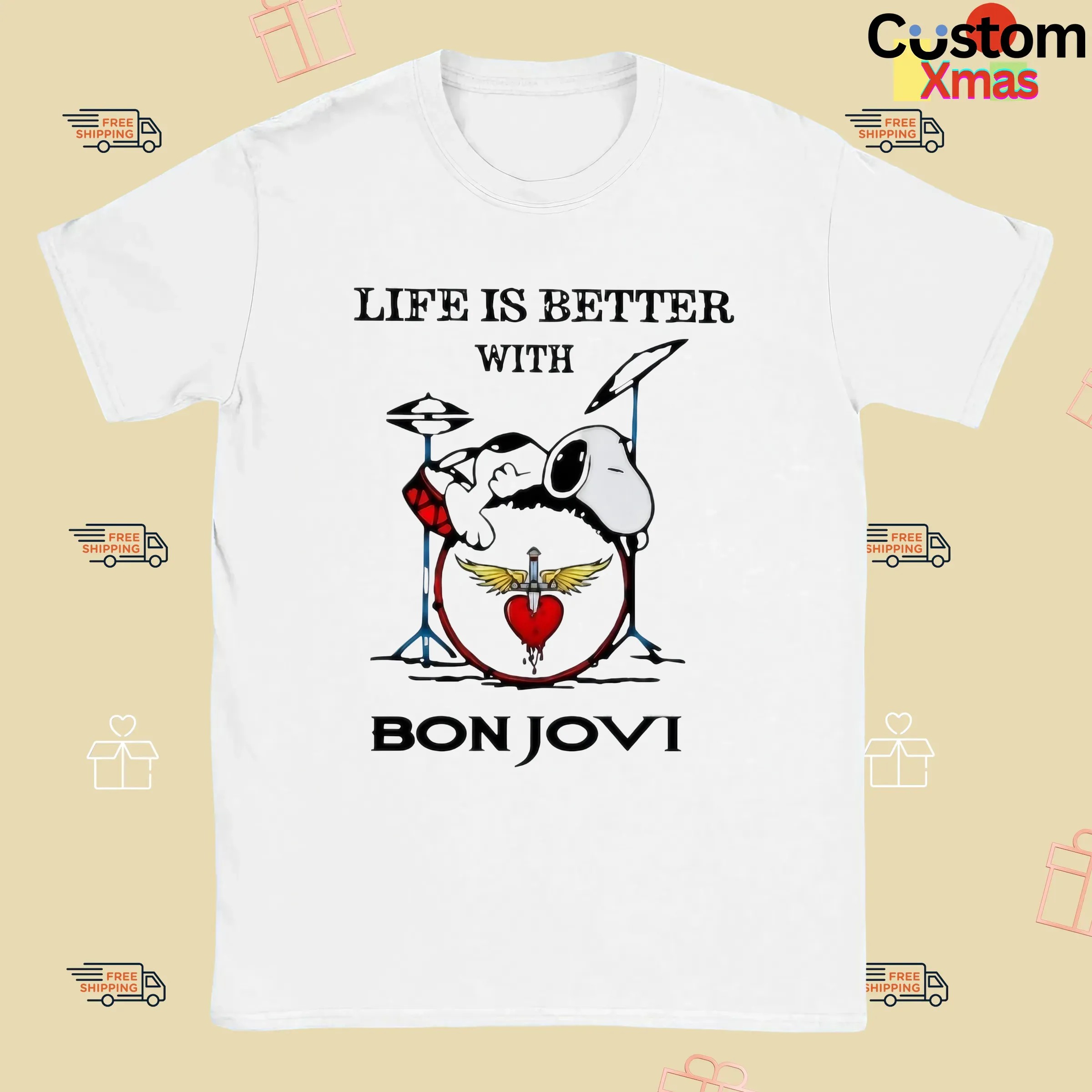 Snoopy The Peanuts Life If Better With Bon Jovi T Shirt
