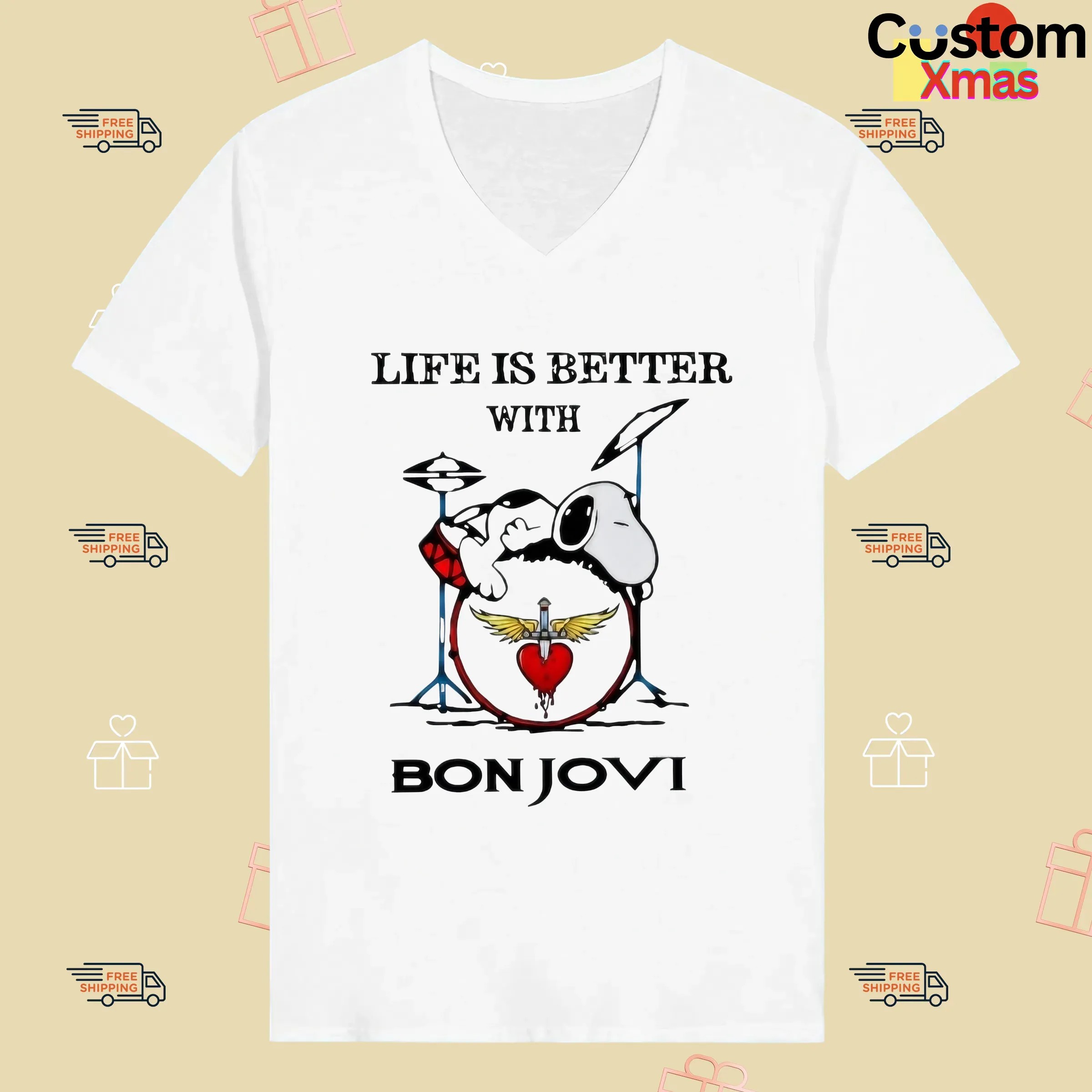 Snoopy The Peanuts Life If Better With Bon Jovi T Shirt