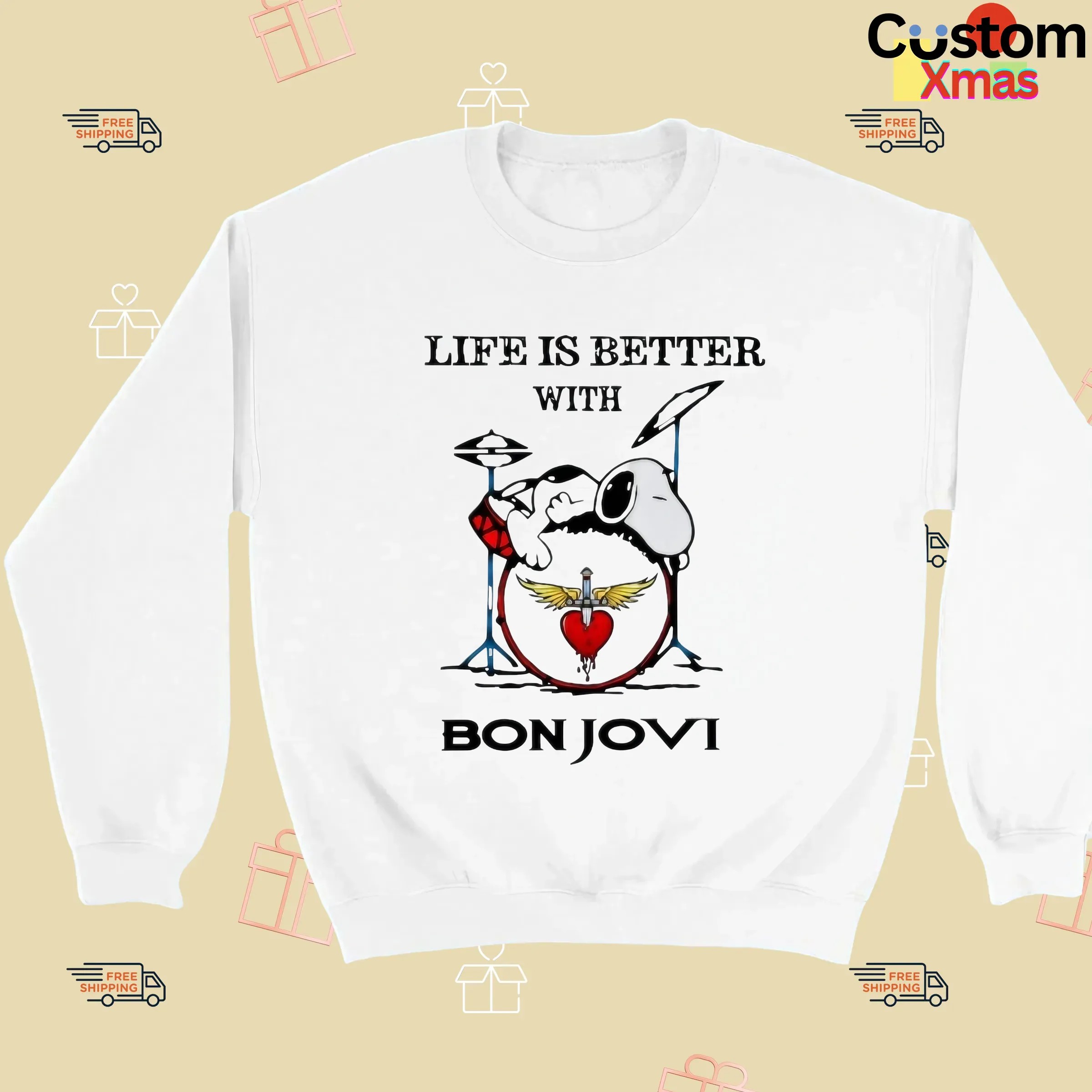 Snoopy The Peanuts Life If Better With Bon Jovi T Shirt