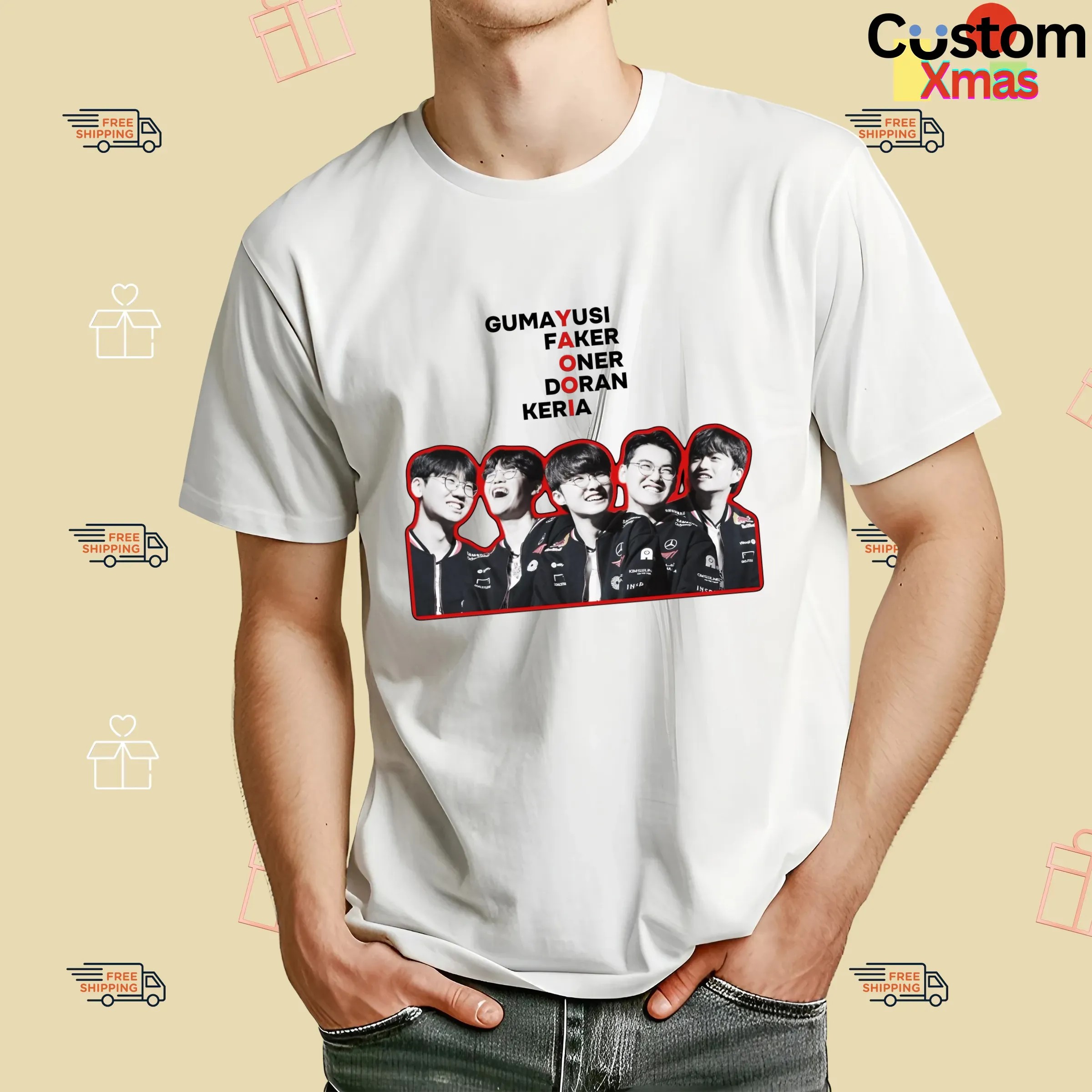 T1 Gumayusi Faker Oner Doran Keria Yaooi Esport Gamer T Shirt