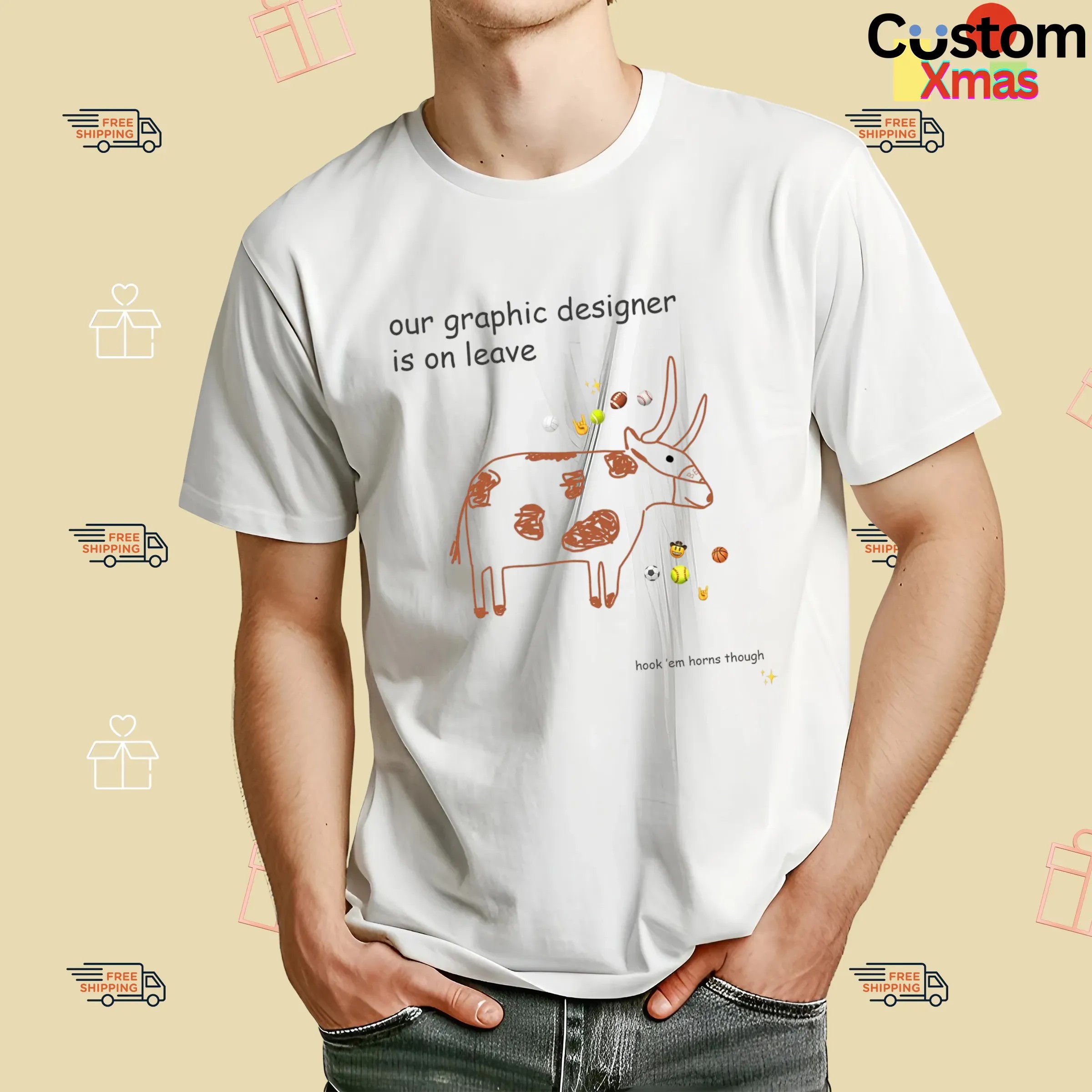 Texas Longhorns Our Graphic Designer Is On Leave 2025 Hook 'em Horns Though T Shirt