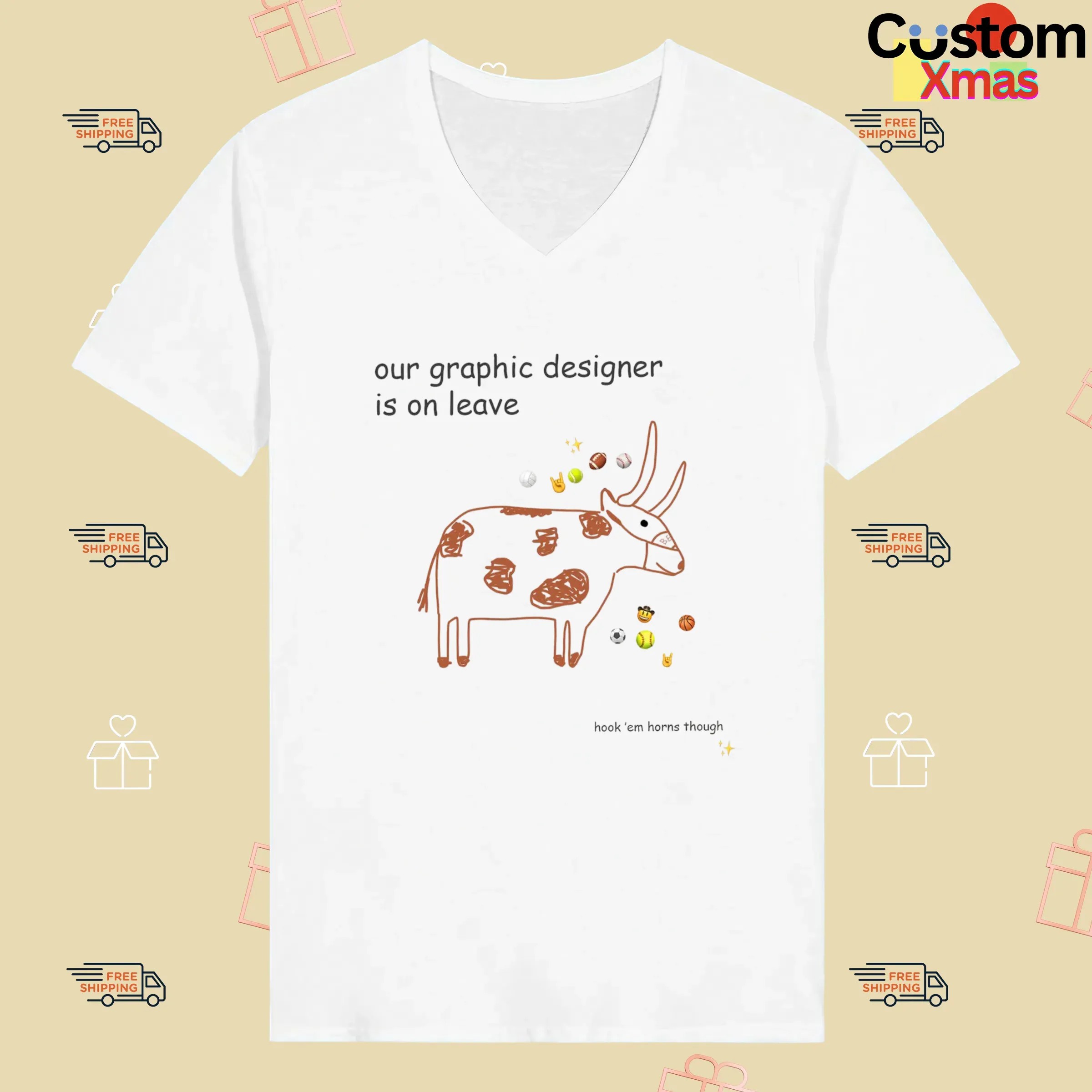 Texas Longhorns Our Graphic Designer Is On Leave 2025 Hook 'em Horns Though T Shirt