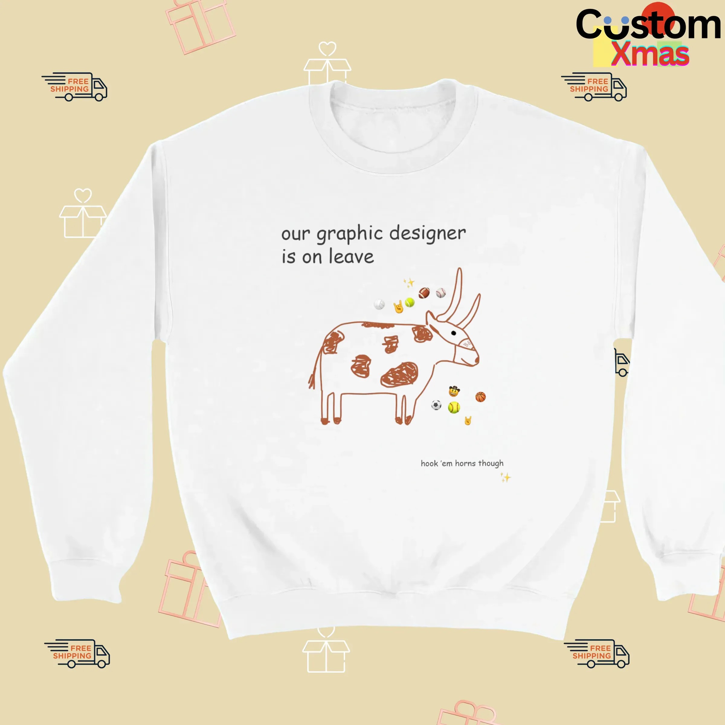Texas Longhorns Our Graphic Designer Is On Leave 2025 Hook 'em Horns Though T Shirt