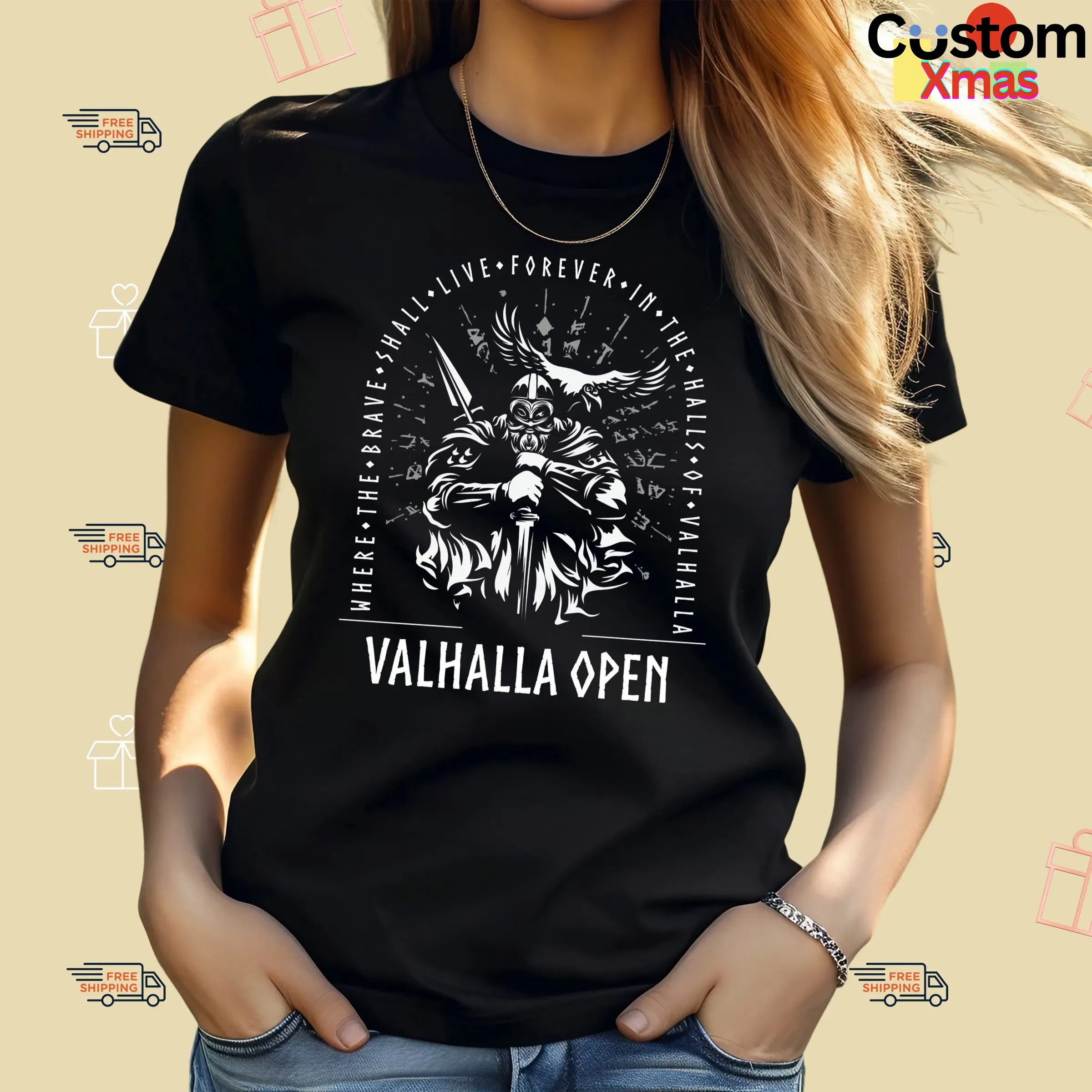 Valhalla Open Where The Brave Shall Live Forever In The Halls Of Valhalla T Shirt